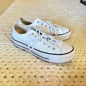 White leather platform converse size 9.5